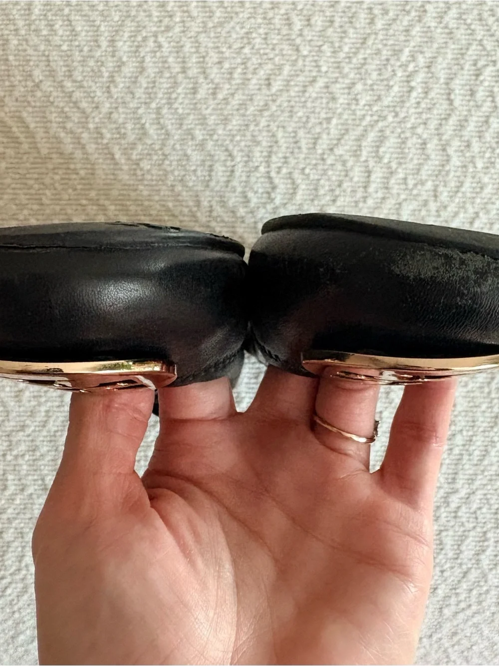 Tory Burch Black Leather Logo Round-Toe Ballet Flats